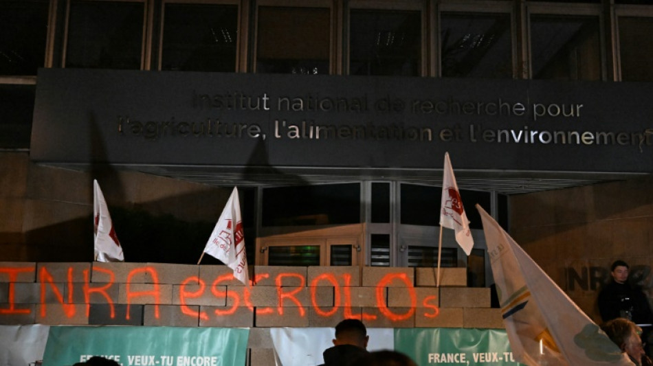 Des centaines d'agriculteurs érigent des murs symboliques devant l'Anses et l'Inrae